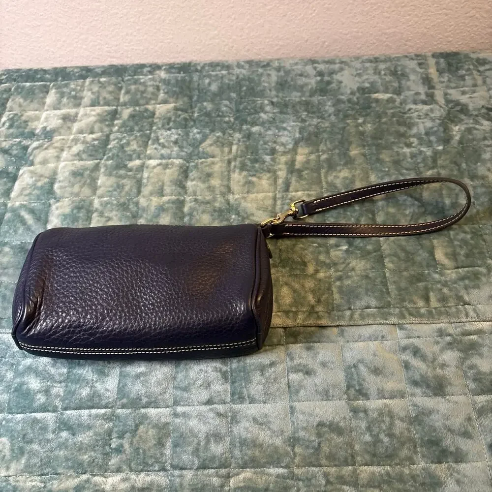Dooney & Bourke Barrel Bag Navy Blue Leather Classic Preppy Small Everyday NWT